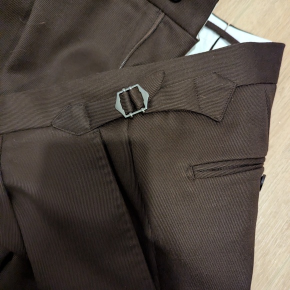 SuitSupply Vigo Wool Dark Brown Trousers - Size 30 to 34 - Picture 4 of 5